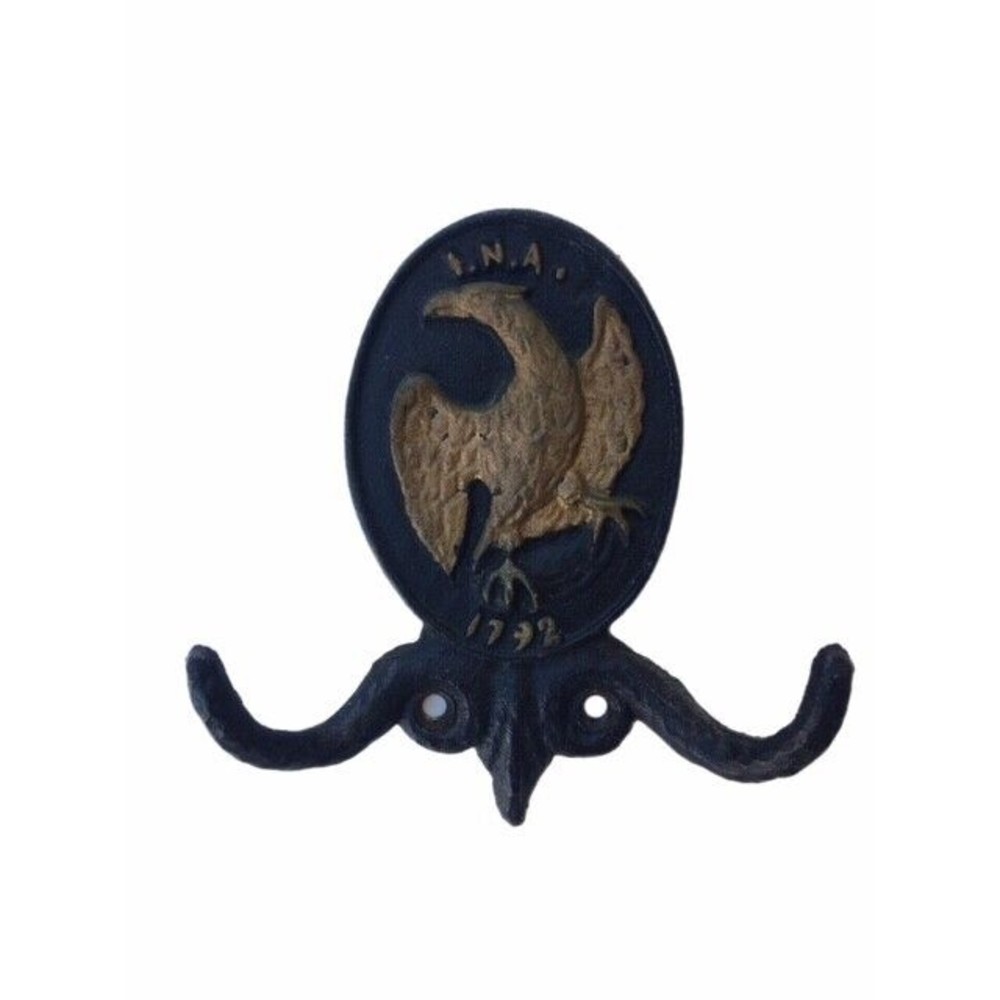 Vintage CAST IRON AMERICAN EAGLE Double Wall Coat Hook 1792 INA Replica